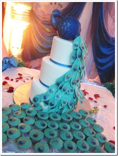 peacock wedding cake topper