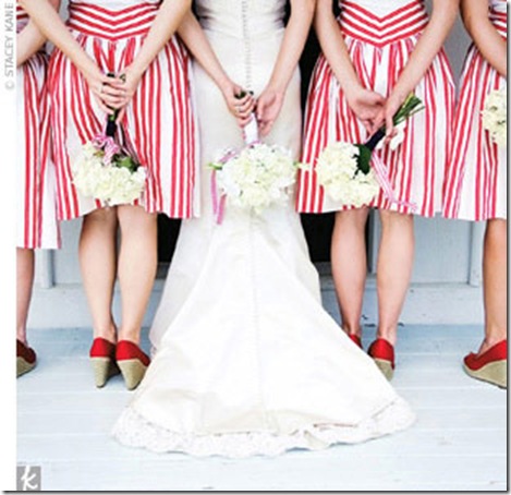 red striped bridesmaids dresses