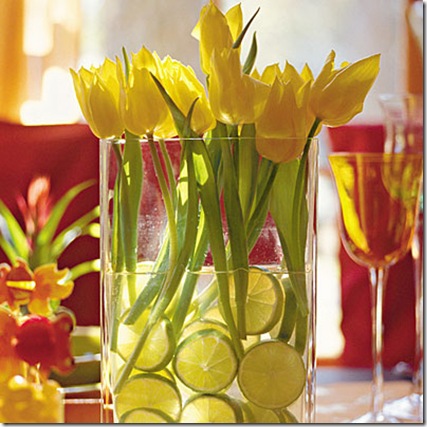yellow tulips and limes